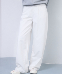プレーンワイドフィットデニムパンツ[ホワイト]