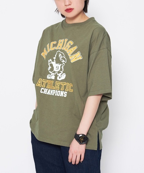 DOUBLE STEAL(ダブルスティール)の「バードプリントカレッジTシャツ(Tシャツ/カットソー・レディース・カーキ・FREE)」の9枚目の写真