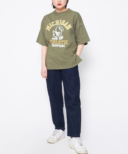 DOUBLE STEAL(ダブルスティール)の「バードプリントカレッジTシャツ(Tシャツ/カットソー・レディース・カーキ・FREE)」の10枚目の写真