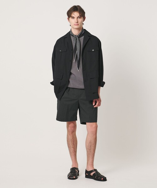 UNITED ARROWS(ユナイテッドアローズ)の「ワッシャーナイロン 2プリーツ サイドアジャスター ショーツ 撥水 ヨコストレッチ(その他パンツ・メンズ・ブラック/オリーブ/ライラック・S/L/XL/M)」の6枚目の写真
