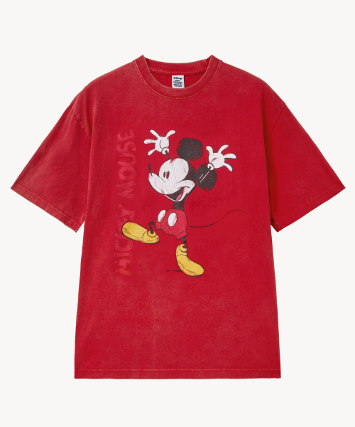 VTWO(ブイツー)の「フェイドウォッシングチキ _ミッキー_ Tシャツ (RED)(Tシャツ/カットソー・レディース・その他・LARGE/MEDIUM)」の1枚目の写真