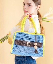 U | Panier Solaire Carre【パニエ ソレール カレ】配色スクエアカゴバッグ(かごバッグ)