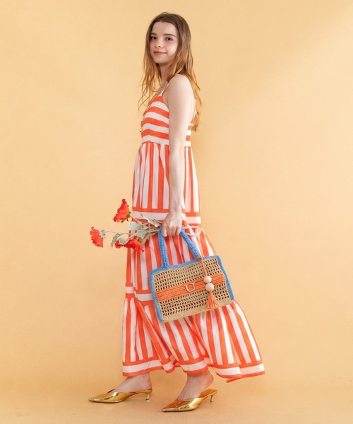 U(ユー)の「Panier Solaire Carre【パニエ ソレール カレ】配色スクエアカゴバッグ(かごバッグ・レディース・ブラウン系その他/ブルー系その他/グリーン系その他・FREE)」の4枚目の写真