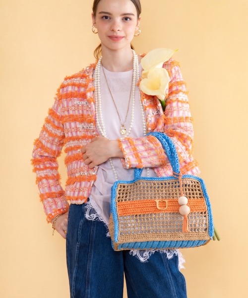 U(ユー)の「Panier Solaire Carre【パニエ ソレール カレ】配色スクエアカゴバッグ(かごバッグ・レディース・ブラウン系その他/ブルー系その他/グリーン系その他・FREE)」の5枚目の写真