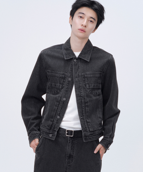 MISEKISEOUL MEN(ミセキソウルメンズ)の「Pleats denim trucker jacket BLACK(デニムジャケット・メンズ・その他・1/2/3)」の1枚目の写真