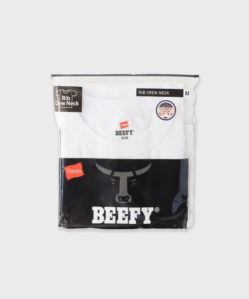 HANES(ヘインズ)の「Hanes RIB S/S CREW TEE BEEFY / HM1-R103 秋服 冬服(Tシャツ/カットソー・メンズ・ブラック/ホワイト・XL/L)」の6枚目の写真
