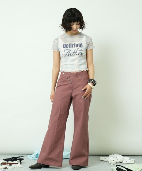 sedacle girl（セダクルガール）の「アシメボタンダックパンツ（デニムパンツ・レディース・ボルドー/ネイビー・SMALL/MEDIUM）」の6枚目の写真
