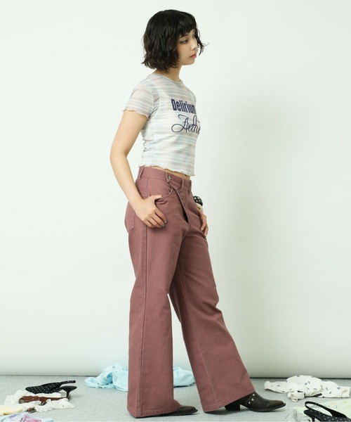 sedacle girl（セダクルガール）の「アシメボタンダックパンツ（デニムパンツ・レディース・ボルドー/ネイビー・SMALL/MEDIUM）」の7枚目の写真