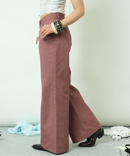 sedacle girl（セダクルガール）の「アシメボタンダックパンツ（デニムパンツ・レディース・ボルドー/ネイビー・SMALL/MEDIUM）」の3枚目の写真