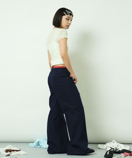 sedacle girl（セダクルガール）の「アシメボタンダックパンツ（デニムパンツ・レディース・ボルドー/ネイビー・SMALL/MEDIUM）」の14枚目の写真