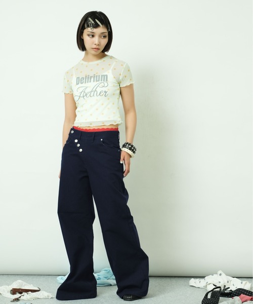 sedacle girl（セダクルガール）の「アシメボタンダックパンツ（デニムパンツ・レディース・ボルドー/ネイビー・SMALL/MEDIUM）」の12枚目の写真