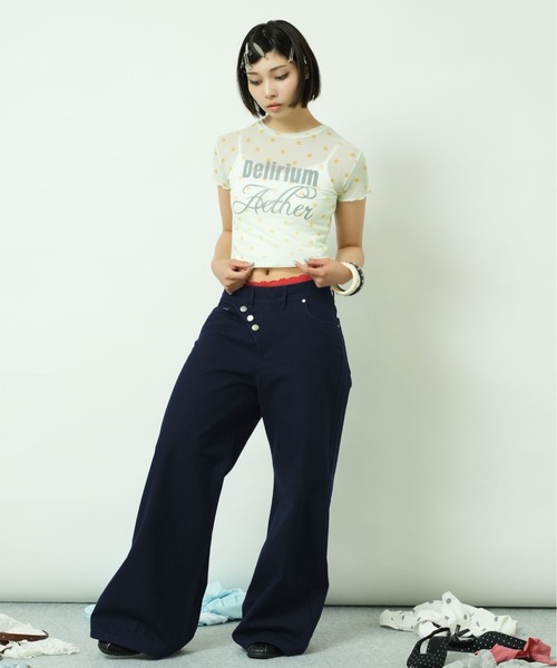 sedacle girl（セダクルガール）の「アシメボタンダックパンツ（デニムパンツ・レディース・ボルドー/ネイビー・SMALL/MEDIUM）」の13枚目の写真