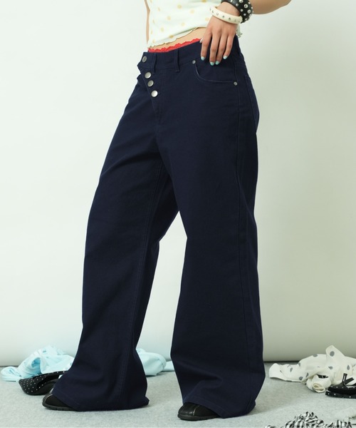 sedacle girl（セダクルガール）の「アシメボタンダックパンツ（デニムパンツ・レディース・ボルドー/ネイビー・SMALL/MEDIUM）」の10枚目の写真