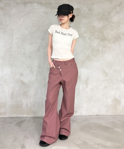 sedacle girl（セダクルガール）の「アシメボタンダックパンツ（デニムパンツ・レディース・ボルドー/ネイビー・SMALL/MEDIUM）」の21枚目の写真