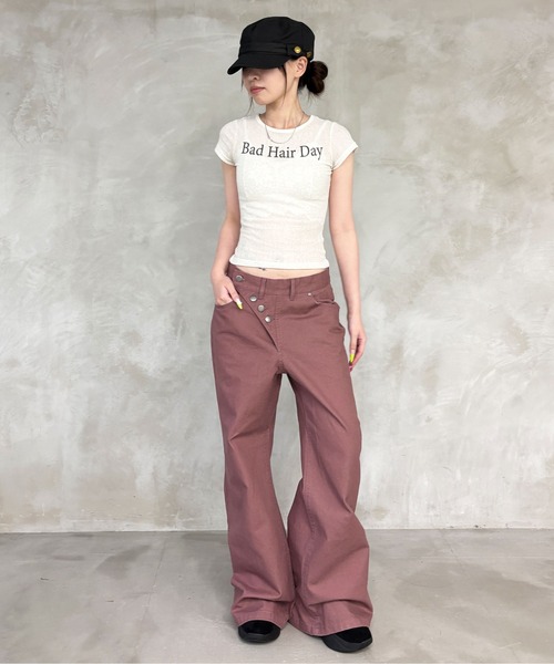 sedacle girl（セダクルガール）の「アシメボタンダックパンツ（デニムパンツ・レディース・ボルドー/ネイビー・SMALL/MEDIUM）」の22枚目の写真