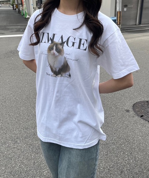 tunee（チュニー）の「ビッグアニマルデザイン半袖Tシャツ(hsyd)（Tシャツ/カットソー・レディース・ホワイト/アイボリー/A/B・MEDIUM/X-LARGE/LARGE/SMALL）」の2枚目の写真