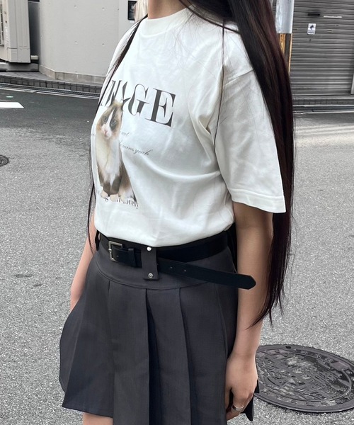 tunee（チュニー）の「ビッグアニマルデザイン半袖Tシャツ(hsyd)（Tシャツ/カットソー・レディース・ホワイト/アイボリー/A/B・MEDIUM/X-LARGE/LARGE/SMALL）」の6枚目の写真
