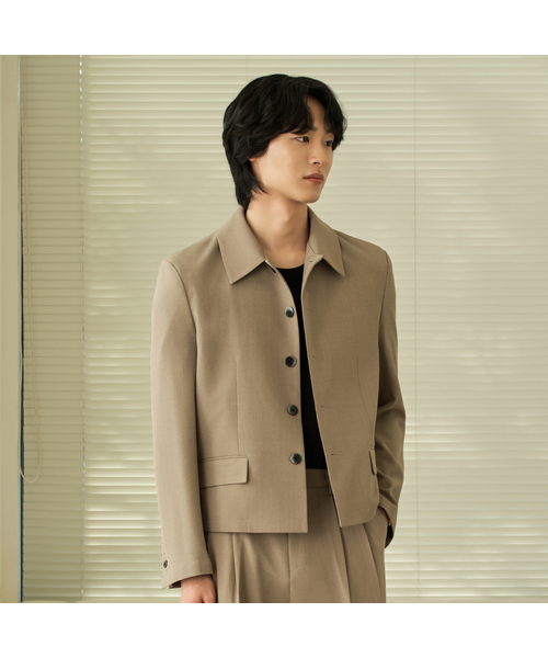 HYOJI（ヒョージ）の「SS ウォッシャブルマカラクロップブレザー (S01-5カラー)（テーラードジャケット・メンズ・ブラック/ベージュ/ネイビー/グレイッシュベージュ/チャコール・M/L/XL）」の3枚目の写真