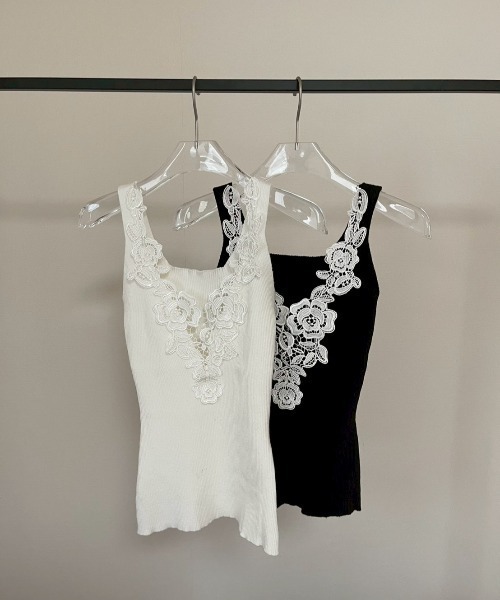 AMAIL(アマイル)の「Vintage Lace Tank(タンクトップ・レディース・ブラック/ホワイト・FREE)」の10枚目の写真