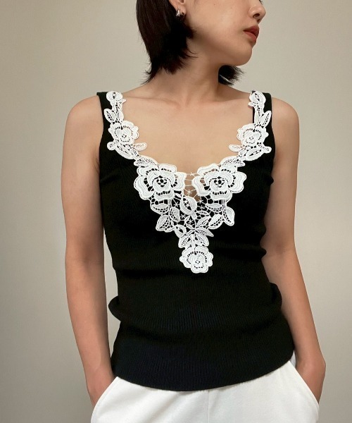 AMAIL(アマイル)の「Vintage Lace Tank(タンクトップ・レディース・ブラック/ホワイト・FREE)」の15枚目の写真