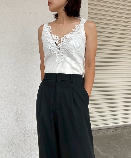 AMAIL(アマイル)の「Vintage Lace Tank(タンクトップ・レディース・ブラック/ホワイト・FREE)」の4枚目の写真