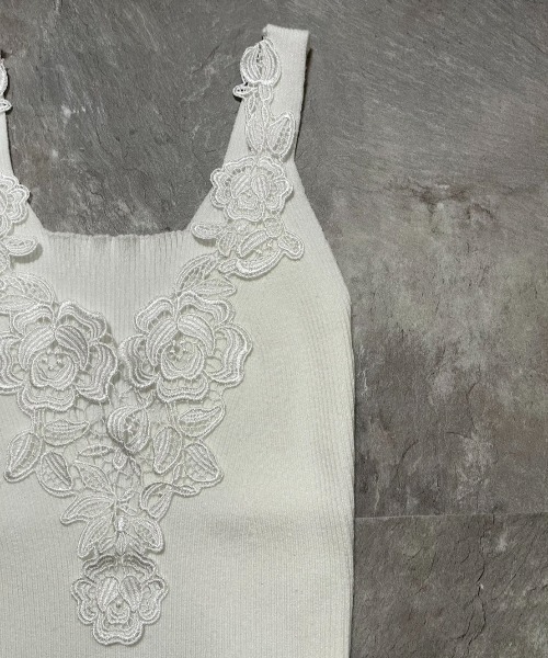 AMAIL(アマイル)の「Vintage Lace Tank(タンクトップ・レディース・ブラック/ホワイト・FREE)」の6枚目の写真