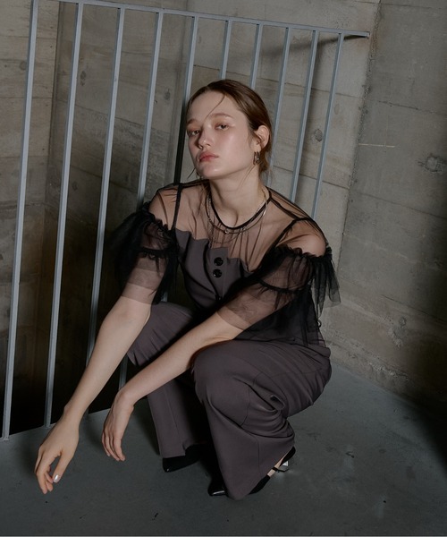 LE'RURE(リルアー)の「Tiered frill sleeve set up pants(パンツドレス・レディース・ベージュ/ブラウン・TALL/MEDIUM)」の14枚目の写真