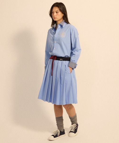Mardi Mercredi（マルディメクルディ）の「COTTON PLEATED MIDI SKIRT / コットン プリーツ ミディ スカート（スカート・レディース・ライトイエロー/ブルー/ホワイト・FREE）」の18枚目の写真