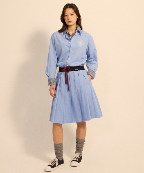 Mardi Mercredi（マルディメクルディ）の「COTTON PLEATED MIDI SKIRT / コットン プリーツ ミディ スカート（スカート・レディース・ライトイエロー/ブルー/ホワイト・FREE）」の19枚目の写真