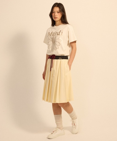 Mardi Mercredi（マルディメクルディ）の「COTTON PLEATED MIDI SKIRT / コットン プリーツ ミディ スカート（スカート・レディース・ライトイエロー/ブルー/ホワイト・FREE）」の7枚目の写真
