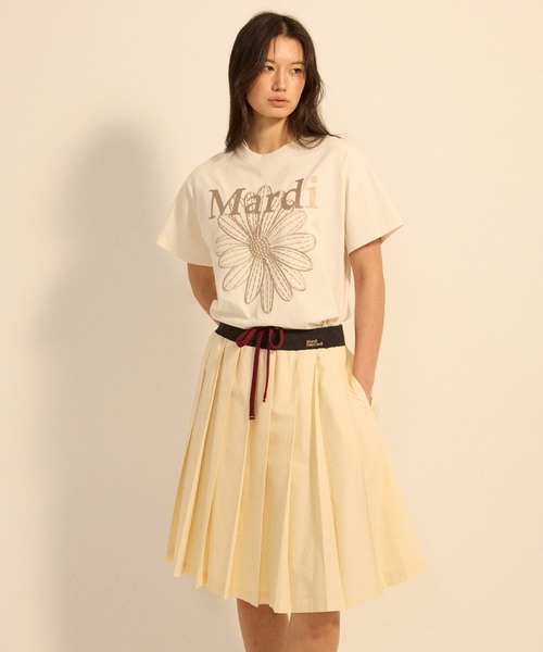 Mardi Mercredi（マルディメクルディ）の「COTTON PLEATED MIDI SKIRT / コットン プリーツ ミディ スカート（スカート・レディース・ライトイエロー/ブルー/ホワイト・FREE）」の6枚目の写真
