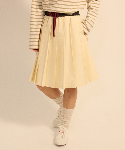 Mardi Mercredi（マルディメクルディ）の「COTTON PLEATED MIDI SKIRT / コットン プリーツ ミディ スカート（スカート・レディース・ライトイエロー/ブルー/ホワイト・FREE）」の8枚目の写真