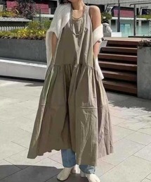 ノースリーブティアードロングワンピース
