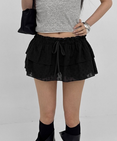 BLACKUP（ブラックアップ）の「[MADE] フラワー刺繍カンカンミニスカートパンツ（スカート・レディース・ホワイト/ブラック・FREE）」の5枚目の写真