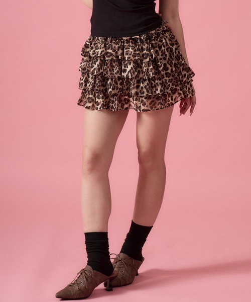 mindseeker girls(マインドシーカーガールズ)の「Tiered Leopard Mini Skirt / ティアードレオパードミニスカート(スカート・レディース・レオパード・FREE)」の1枚目の写真