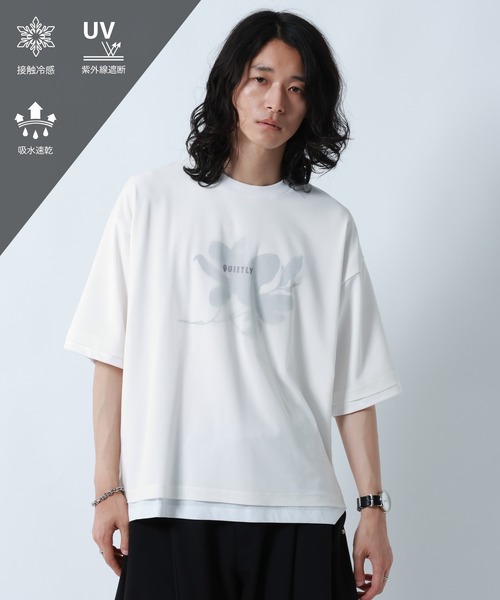 RAGEBLUE(レイジブルー)の「LAYERED MESH T-SHIRTS/メッシュレイヤードTシャツ(Tシャツ/カットソー・メンズ・ホワイト/ブラック・LARGE/MEDIUM)」の1枚目の写真