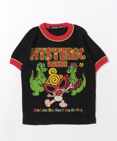 HYSTERIC MINI(ヒステリックミニ)の「MINI WITH BOB&MARIE リンガーTシャツ(Tシャツ/カットソー・キッズ・ブラック/ホワイト・90)」の2枚目の写真