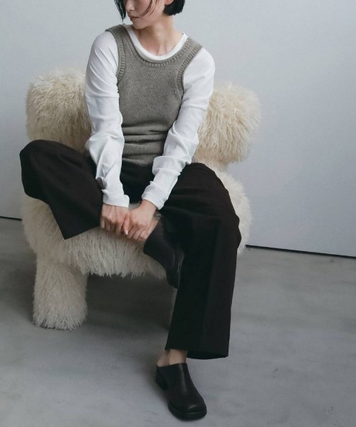 anuke(アンヌーク)の「anuke Knit Long Tanktop ニットロングタンクトップ/62620507(タンクトップ・レディース・チャコールグレー/グレイッシュベージュ・ONE SIZE)」の3枚目の写真
