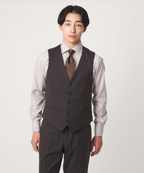 green label relaxing(グリーンレーベルリラクシング)の「A+ TWPU サージ スリム 5B セットアップベスト(スーツベスト・メンズ・ダークブラウン/ネイビー/ブラック/ダークグリーン/ロイヤルブルー・S/XL/L/M/XXL)」の2枚目の写真