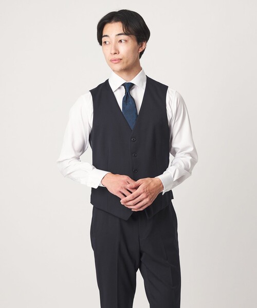 green label relaxing(グリーンレーベルリラクシング)の「A+ TWPU サージ スリム 5B セットアップベスト(スーツベスト・メンズ・ダークブラウン/ネイビー/ブラック/ダークグリーン/ロイヤルブルー・S/XL/L/M/XXL)」の4枚目の写真