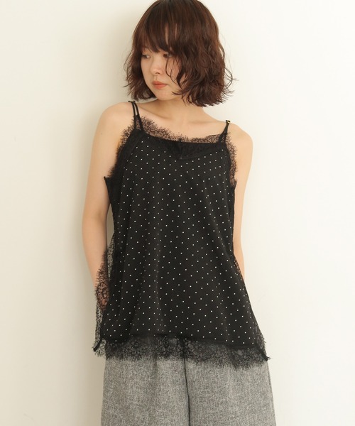cheriella(シェリエラ)の「【cheriella】ドットプリントレースキャミソール DOT PRINT LACE CAMISOLE(キャミソール・レディース・ベージュ/ブラック・FREE)」の19枚目の写真