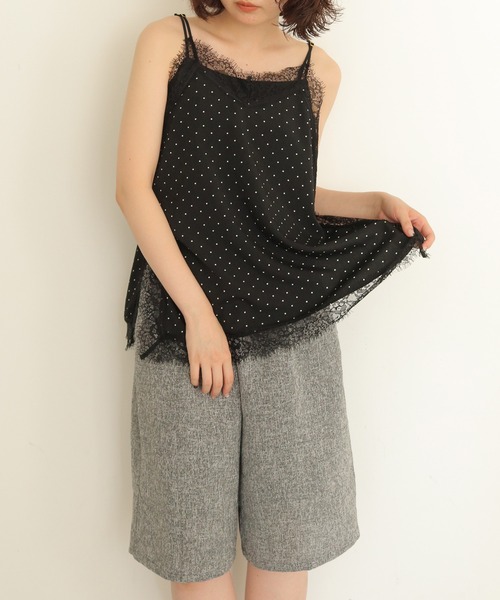 cheriella(シェリエラ)の「【cheriella】ドットプリントレースキャミソール DOT PRINT LACE CAMISOLE(キャミソール・レディース・ベージュ/ブラック・FREE)」の17枚目の写真