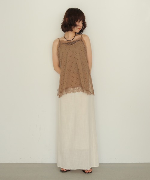 cheriella(シェリエラ)の「【cheriella】ドットプリントレースキャミソール DOT PRINT LACE CAMISOLE(キャミソール・レディース・ベージュ/ブラック・FREE)」の8枚目の写真