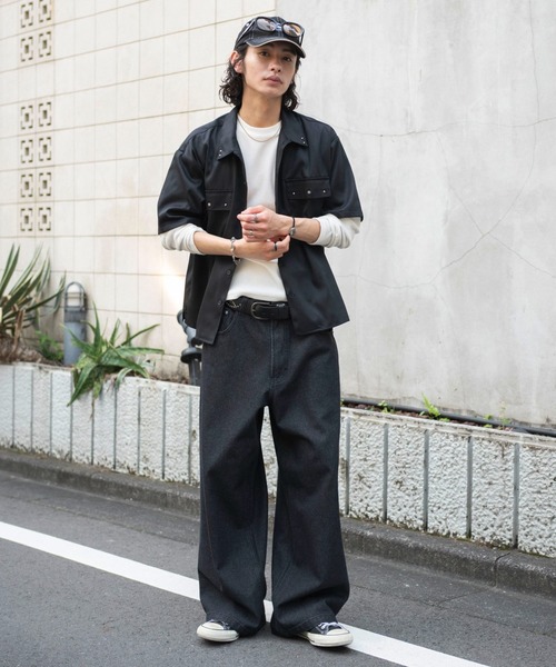 WEGO(ウィゴー)の「WEGO/【26年春夏新作】スタッズワークシャツ(シャツ/ブラウス・メンズ・ブラック/ベージュ・LARGE/MEDIUM)」の4枚目の写真