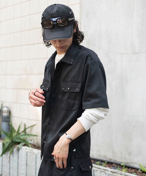 WEGO(ウィゴー)の「WEGO/【26年春夏新作】スタッズワークシャツ(シャツ/ブラウス・メンズ・ブラック/ベージュ・LARGE/MEDIUM)」の16枚目の写真