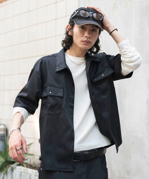 WEGO(ウィゴー)の「WEGO/【26年春夏新作】スタッズワークシャツ(シャツ/ブラウス・メンズ・ブラック/ベージュ・LARGE/MEDIUM)」の18枚目の写真