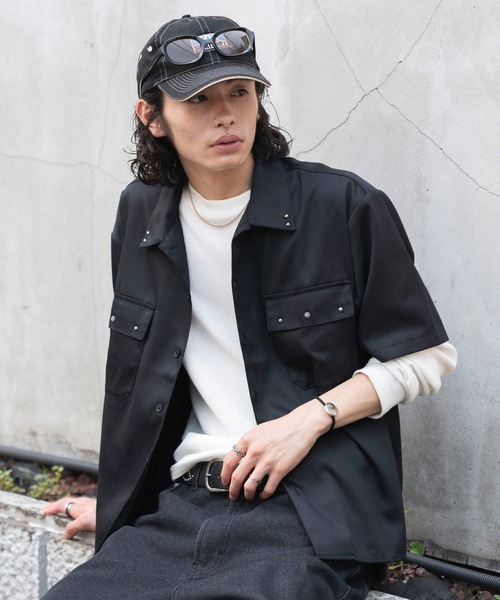 WEGO(ウィゴー)の「WEGO/【26年春夏新作】スタッズワークシャツ(シャツ/ブラウス・メンズ・ブラック/ベージュ・LARGE/MEDIUM)」の19枚目の写真
