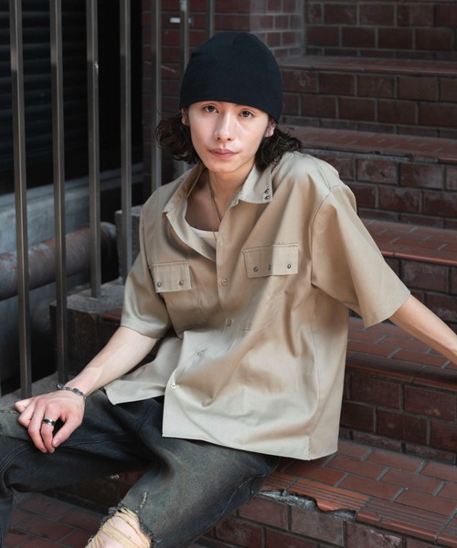 WEGO(ウィゴー)の「WEGO/【26年春夏新作】スタッズワークシャツ(シャツ/ブラウス・メンズ・ブラック/ベージュ・LARGE/MEDIUM)」の22枚目の写真