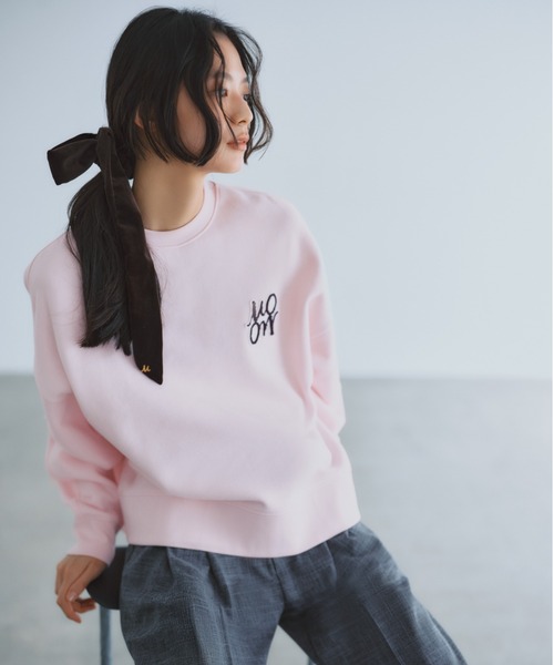 Mila Owen(ミラオーウェン)の「【WEB限定】Mロゴビッグトレーナー・スウェット(スウェット・レディース・ダークネイビー/ライトピンク/グレー/ホワイト・F)」の4枚目の写真