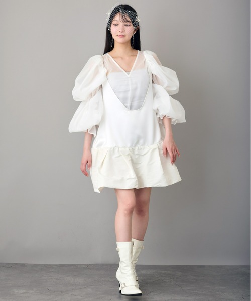 Ranerrh（ラネリ）の「レイヤードサテンチュニック【結婚式・二次会・パーティー】【入卒園・入卒式】【オケージョン・セレモニー】【ウエディング・ブラックウエディング】（チュニック・レディース・ブラック・38）」の10枚目の写真